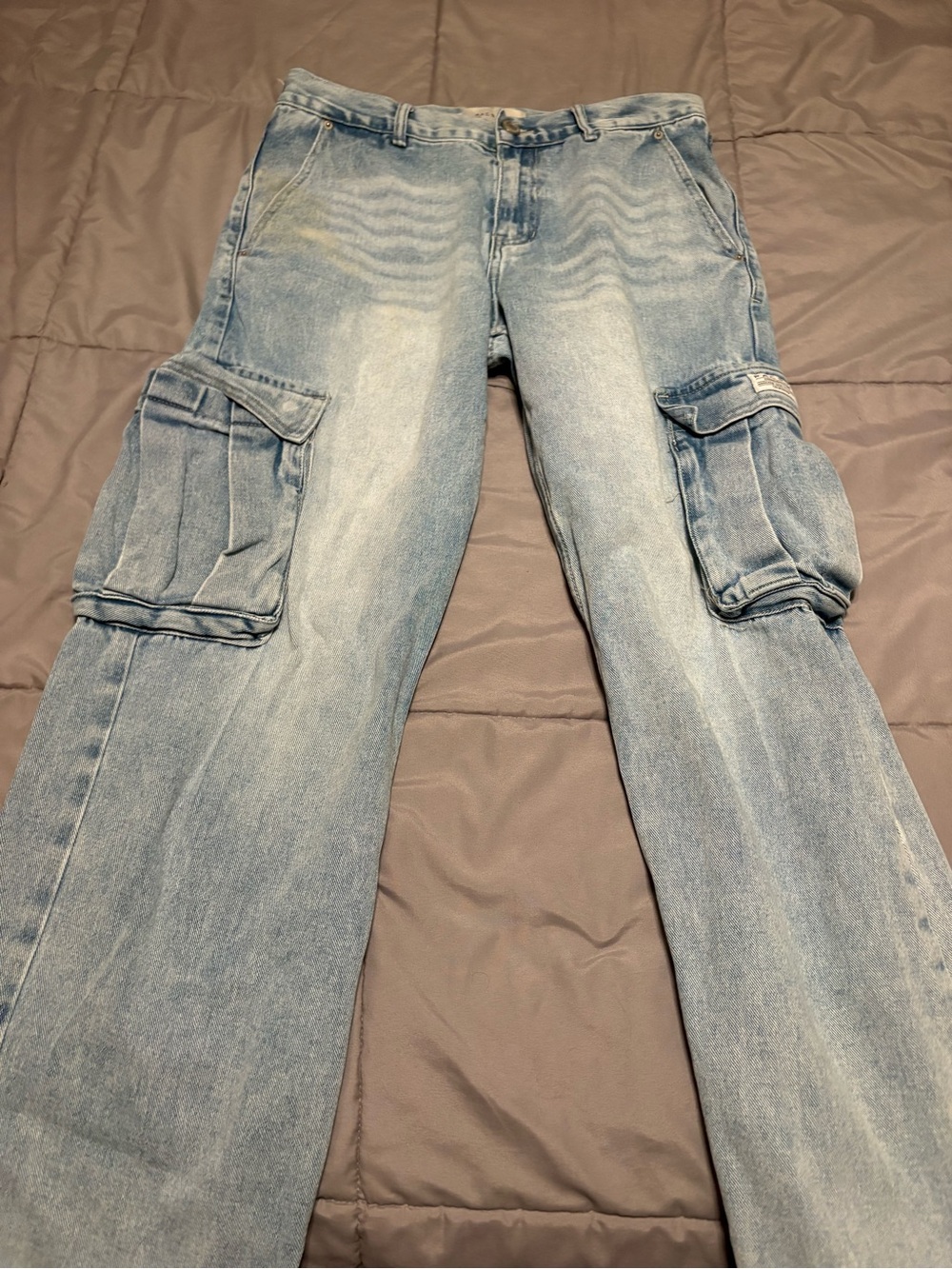 PacSun Men's Light Blue Relaxed Cargo Jeans
